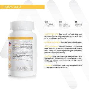 Anew Vita Royal Jelly Supplement. Nutrient Rich Superfood. Gut & Immune System Support. 2000mg. 180 Softgels