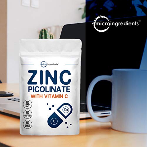 Zinc Picolinate Supplements with Vitamin C, 50mg Elemental Zinc Per Capsule, 365 Counts, Support Immune System Function, Premium Zinc Picolinate for Men and Women