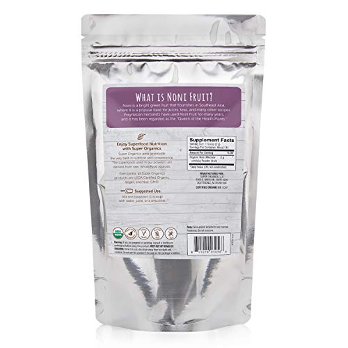 Super Organics Noni Fruit Powder | Tropical Superfruit | Organic Superfood Powder | Vegan, Gluten-Free & Non-GMO, 8 oz