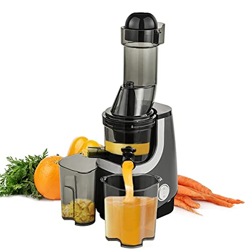 HIZQ Juicer Machine, Slow Masticating Juicer, Wide-Groove Slow Chewing Juicer for High-Nutrient Fruit And Vegetable Juice Cold-Pressed Juicer BPA-Free, Easy To Clean