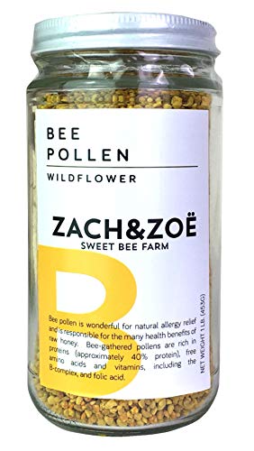 Wildflower Bee Pollen by Zach & Zoe Sweet Bee Honey Farm – (1) 8 Ounce Jar – Pure Farm Raised Superfood, Packed with Powerful Anti-oxidants, Amino Acids, Enzymes, and Vitamins!