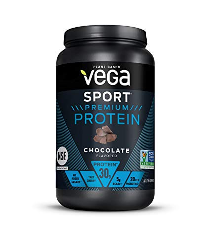Vega Sport Premium Protein Powder, Chocolate, Vegan, 30g Plant Based Protein, 5g BCAAs, Low Carb, Keto, Dairy Free, Gluten Free, Non GMO, Pea Protein for Women and Men, 1.8 Pounds (19 Servings)