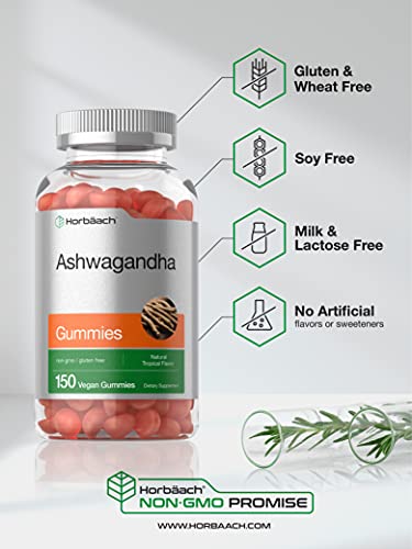 Ashwagandha Gummies | 150 Count | Vegan, Non-GMO, & Gluten Free Supplement | Natural Tropical Flavor | by Horbaach