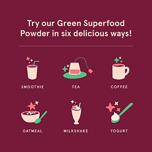 SB Organics Triple Berry Green Superfood Powder - 294g Canister of Organic Non-GMO Super Greens Drink Blend - Wheat Grass Juice Powder, Spirulina Powder, Moringa Powder, Matcha Tea Powder, and More