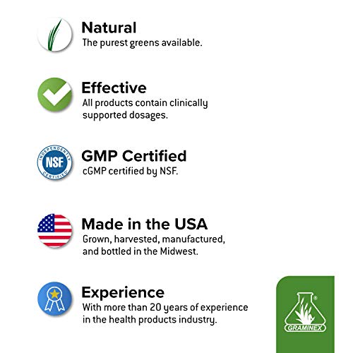 Graminex Wheatgrass Tablets - Natural Immunity, Anti-Aging Support, Boosts Energy, Heart Health, Wellness - Amino Acids, Vitamins, Minerals, Antioxidants Greens Superfood Supplement - 240 Non-GMO Tabs