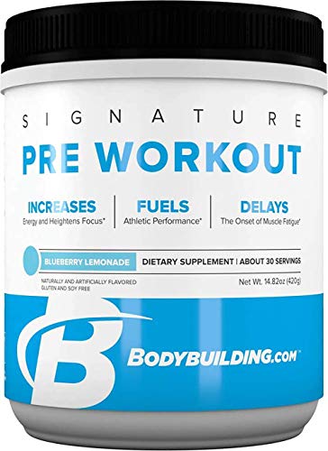 Bodybuilding Signature Pre Workout Powder | CARNOSYN, L-LEUCINE, L-CITRULLINE | Increases Focus, Fuels Performance | Blueberry Lemonade, 30 Servings