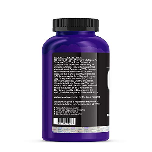 Ultimate Nutrition Glutapure 5000mg Biovolumizing, Muscle Recovery Supplements with L-Glutamine, Amino Acid Powder for Immune Function, 400g Powder, 80 Servings