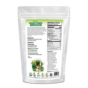 Organic Delicious Greens Superfood Powder - Barley Grass, Wheatgrass, Spirulina, Spinach, Broccoli, Coconut Milk, Ginger, Alfalfa Leaf, Beet Root, Tomato, Dulce & Moringa - Raw Vegan Gluten Free - 1lb