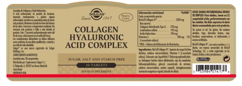 Solgar Collagen Hyaluronic Acid Complex, 30 Tablets - Hydrolyzed Collagen Type 2 - Helps with Fine Lines & Wrinkles - Boosts Skin Collagen & Elasticity - Non-GMO, Gluten & Dairy Free - 30 Servings