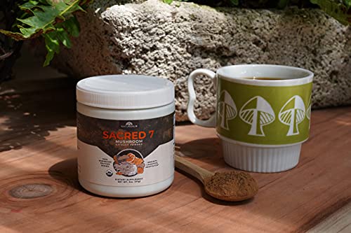 Sacred 7 Mushroom Extract Powder - USDA Organic - Lion's Mane, Reishi, Cordyceps, Maitake, Shiitake, Turkey Tail, Chaga - Supplement - Add to Coffee/Tea/Smoothies - Whole Mushrooms - No fillers