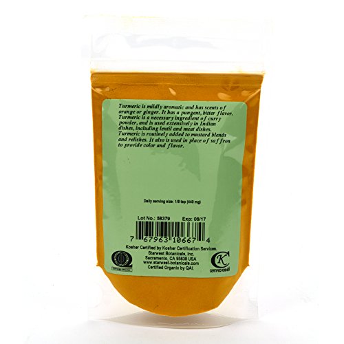 Starwest Botanicals Organic Turmeric Root Powder, 3.5 Ounce Pouch Curcumin Spice