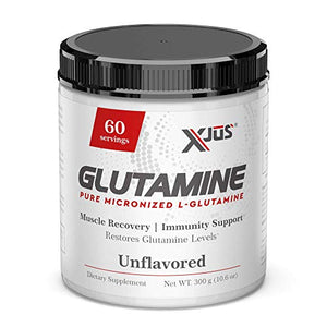 Xjus Micronized L-Glutamine, Maintain Muscle Mass, Supplements Natural Glutamine, GMO Free, Kosher, No Filler Ingredients, 60 Servings