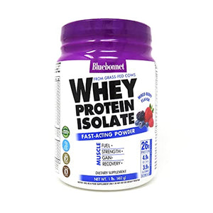 Bluebonnet Nutrition Whey Protein Isolate Powder From Grass Fed Cows, No Sugar Added, Non GMO, Gluten & Soy free, kosher Dairy, 16 Oz