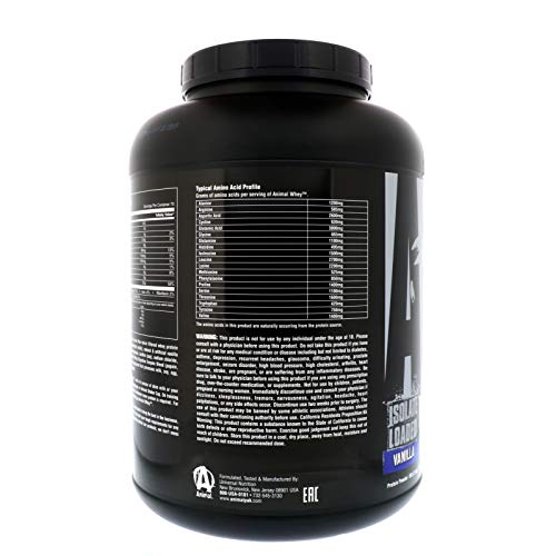 Animal Whey Isolate Whey Protein Powder – Isolate Loaded for Post Workout and Recovery – Low Sugar with Highly Digestible Whey Isolate Protein - Vanilla - 5 Pounds