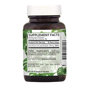 Natural Nutra Zinc Picolinate 30 mg, Double Strength, Raw and Pure, Highly Bioavailable Supplement for Growth, Immune and Thyroid Support, 100 Capsules (2 Pack)