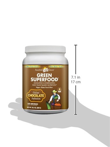 Amazing Grass Greens Blend Superfood: Super Greens Powder with Spirulina, Beet Root Powder, Chlorella, Digestive Enzymes, Prebiotics & Probiotics, Chocolate, 100 Servings (Packaging May Vary)