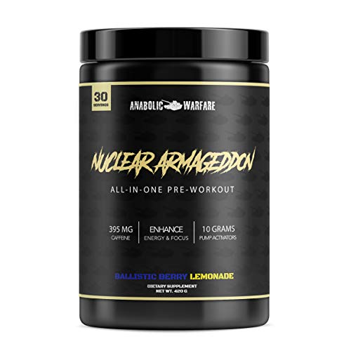 Nuclear Armageddon Pre Workout Powder by Anabolic Warfare – Pre-Workout for Men & Women with L-Citrulline, Beta Alanine Powder and Caffeine (Ballistic Berry Lemonade - 30 Servings)