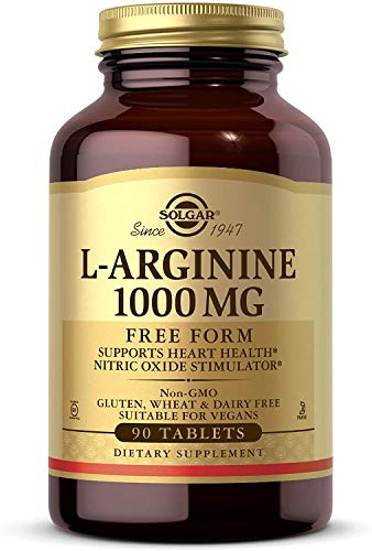Solgar L-Arginine 1000 mg, 90 Tablets - Supports Blood Flow & Heart Health - Nitric Oxide Stimulator - Supports Active Lifestyles - Non-GMO, Vegan, Gluten Free, Dairy Free, Kosher - 90 Servings