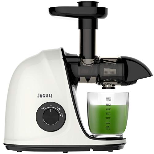 Slow Juicer, Jocuu Slow Masticating Juicer Machine Easy to Clean, Cold Press Juicer with 2-Speed Modes, Juice Extractor with Quiet Motor/Reverse Function, with Brush & Fruit Vegetable Juice Recipes