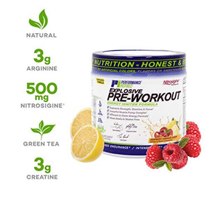 Performance Inspired Nutrition Pre-Workout Powder - All Natural - G-Free & Vegan Formula - Contains Citrulline - Nitrosigine - Green Tea - Arginine - Beta Alanine - Raspberry Lemonade - 23.84 Ounce