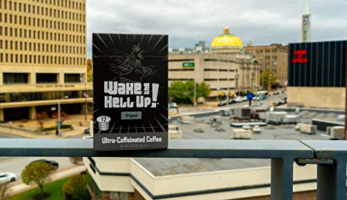 Wake The Hell Up! Dark Roast Single Serve Coffee Pods | Ultra-Caffeinated Coffee For K-Cup Compatible Brewers | 12 Count, 2.0 Compatible Pods | Perfect Balance of Higher Caffeine & Great Flavor.