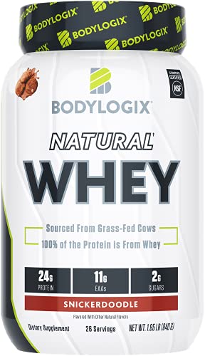 Bodylogix Natural Grass-Fed Whey Protein Powder, Snickerdoodle, 1.85 Pound