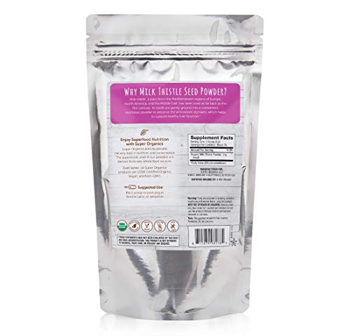 Super Organics Milk Thistle Seed Powder | Raw Organic Superfood – Vegan, Gluten-Free & Non-GMO, 8 Oz