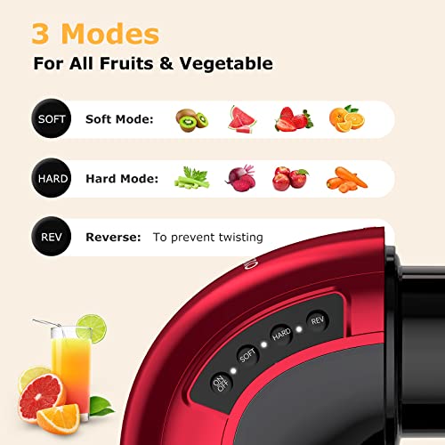 Slow Juicer Machines, FRESKO Masticating Juicer Extractor, Cold Press Juicer with 2-Speed Modes,Reverse Function & Quiet Motor for Vegetables And Fruits,BPA-Free Easy to Clean