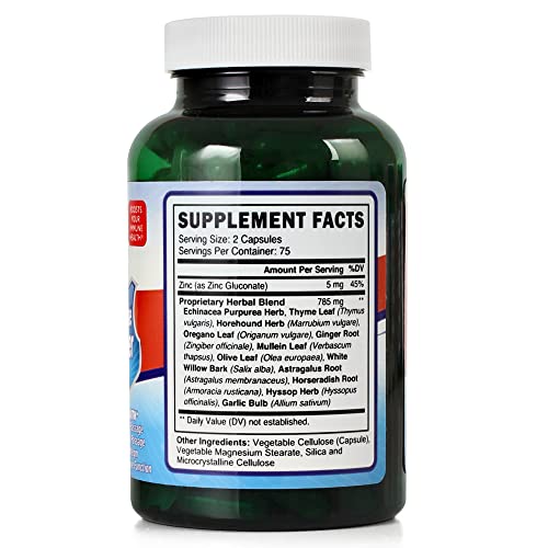 Vitavocal Immune Booster Super Defense Supplement Vitamins with Powerful Antioxidants; Echinacea, Zinc, Thyme Leaf, Ginger Root, Garlic Bulb and More – 120 + 30 Free Vegetarian Capsules