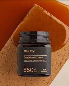 Manukora UMF 20+/MGO 850+ Raw Mānuka Honey (250g/8.8oz) Authentic Non-GMO New Zealand Honey, UMF & MGO Certified, Traceable from Hive to Hand