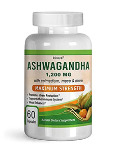 Ashwagandha 1200 mg Plus - 60 Capsules Organic Ashwagandha Powder Extract