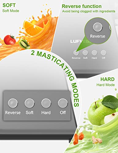 Slow Juicer Cold Press Juicer Masticating Juicer Machines Juice Extractor for Celery Kale Ginger Kiwi Carrot Quiet Easy to Clean High Yield Drier Pulp BPA-Free Reverse Function for Vegetables & Fruits
