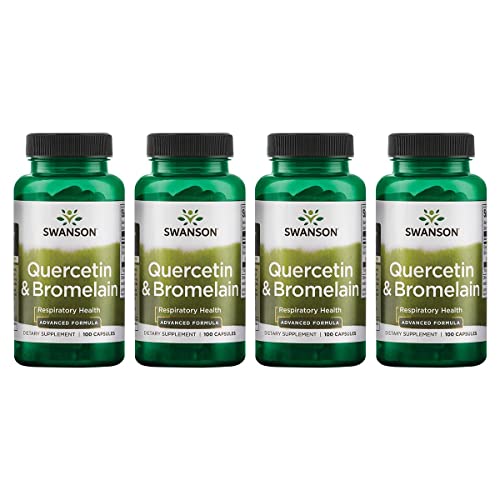Swanson Quercetin & Bromelain-Promote Respiratory Health Support-Aid Seasonal Immune System Health-Support Cholesterol Levels Already w/i Normal Range 100 Caps (250mg Quercetin/78mg Bromelain) 4 Pack
