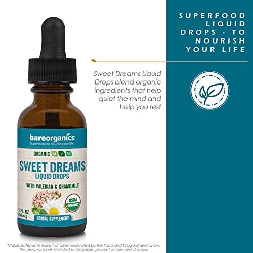 BareOrganics Sweet Dreams Liquid Drops, Herbal Sleep Aid, 1 Ounce