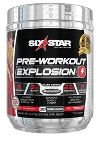 Pre Workout | Six Star PreWorkout Explosion | Pre Workout Powder for Men & Women | PreWorkout Energy Powder Drink Mix | Sports Nutrition Pre-Workout Products | Fruit Punch (30 Servings)