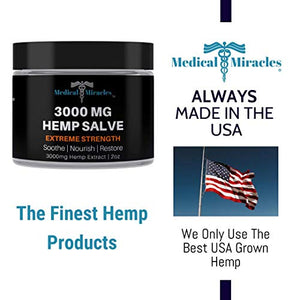 Medical Miracles Hemp 3000 Mg Extreme Strength Healing Salve : Ideal for Hips, Joints, Neck, Back, Elbows, Fingers, Hands, and Knees Made in USA