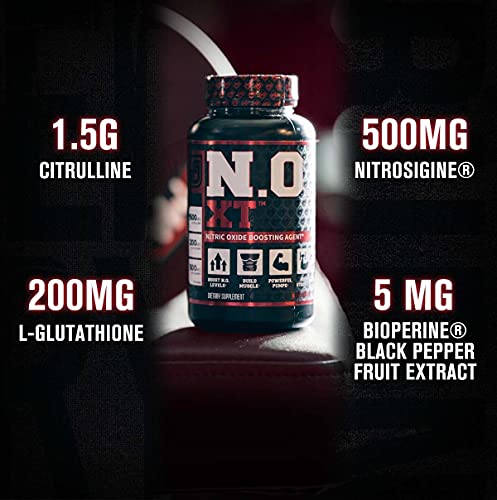 N.O. XT Nitric Oxide Supplement With Nitrosigine L Arginine & L Citrulline for Muscle Growth, Pumps, Vascularity, & Energy - Extra Strength Pre Workout N.O. Booster & Muscle Builder - 90 Veggie Pills