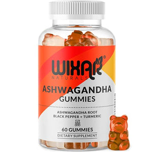 Wixar Naturals Ashwagandha Gummies with Turmeric and Black Pepper Extract - Herbal Gummy Supplement for Stress Relief, Anti Anxiety, Relaxation, Mood Immune & Thyroid Support