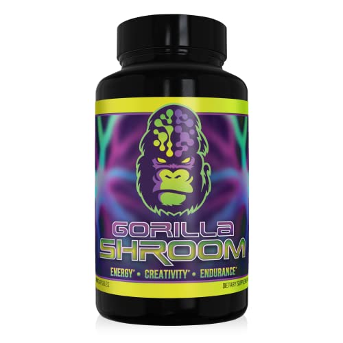 Gorilla Mode Shrooms - 4 Properly Dosed Mushrooms / 180 Capsules / Increased Energy, Creativity, and Endurance