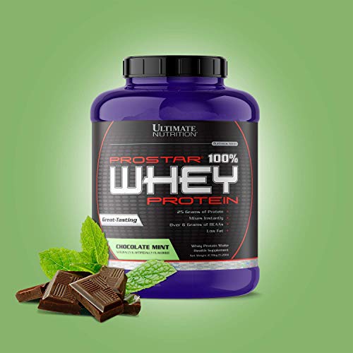 Ultimate Nutrition Prostar Whey Protein Powder of Isolate Concentrate Peptides Blend – Low Carb and Sodium, Keto Friendly, 25 Grams of Protein and 6 Grams of BCAAs - 80 Servings, Chocolate Mint, 5 Pounds
