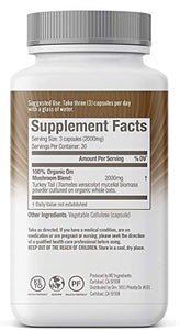 Om Mushroom Superfood Turkey Tail Mushroom Capsules Superfood Supplement, 90 Count, 30 Days, Immune Support, Polysacchrides, Beta-Glucans, Gut Health & Holistic Defense Mushroom Supplement