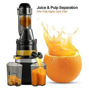 QXWJ Juicer Machine,Slow Masticating Juicer,Wide-Groove Slow Chewing Juicer for High-Nutrient Fruit and Vegetable Juice Cold-Pressed Juicer BPA-Free,Easy to Clean