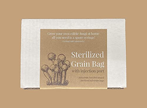 Sterilized Grain Bag with Injection Port - Fast Colonization, Robust Mycelium Growth - Grow Your Own Edible Mushroom at Home - 3(lbs)