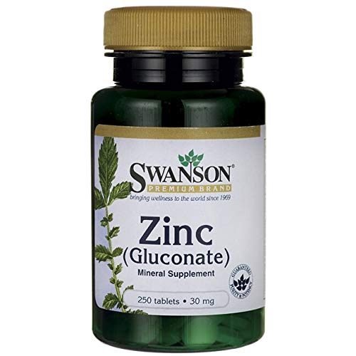 Swanson Zinc Gluconate - Mineral Supplement Promoting Prostate Health, Vision Health, & Immune Support -Gluconate Form for Optimal Absorption - (250 Tablets, 30mg Each)