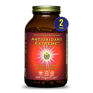 HealthForce SuperFoods Antioxidant Extreme - 360 VeganCaps - Pack of 2 - All-Natural Turmeric Root Complex - Supports Immune & Cognitive Functions - Kosher & Gluten Free - 360 Total Servings