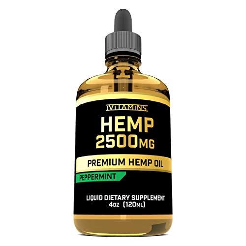 iVitamins Hemp Oil for Pain Relief :: 2500mg 4oz :: May Help with Stress, Pain, Sleep, Headaches and More :: Hemp Extract :: Rich in Omega 3,6,9 :: (Peppermint Flavor)