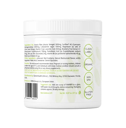 Viafiber Organic Prebiotics, L Glutamine Powder, Vegan Fiber Powder for Gut Health, Leaky Gut Repair Powder, Prebiotics, Acacia Fiber,IBS Support,Gut Health Supplements for Women and Man (17.2)