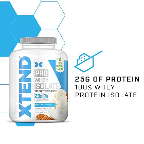 XTEND Pro Protein Powder Vanilla Ice Cream | 100% Whey Protein Isolate | Keto Friendly + 7g BCAAs with Natural Flavors | Gluten Free Low Fat Post Workout Drink | 5lbs