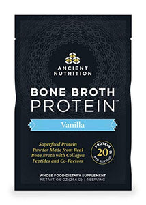 Bone Broth Protein Powder by Ancient Nutrition, Vanilla, 20g Protein per Serving, Supports Healthy Skin, Gut Health, Joint Supplement, Gluten Free, Paleo and Keto Friendly, 15 Packets