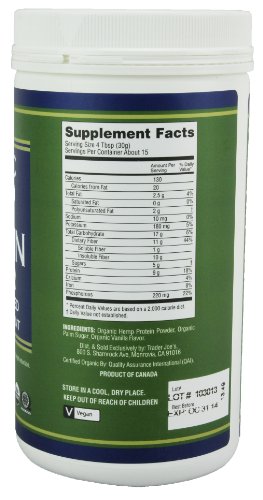 Trader Joe's 16 Oz. Organic Hemp Protein Powder Dietary Supplement (Vanilla)